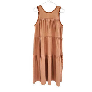 EVERLANE The Weekend Tiered Sleeveless Ruffle Dress Size Medium Oak Pink